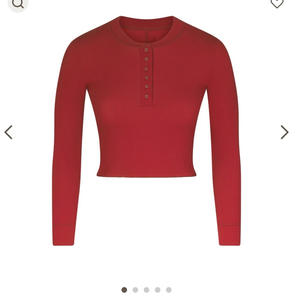 Skims cotton rib long sleeve Henley